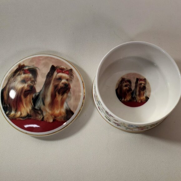 Yorkshire Terrier Trinket Ring Box Bone China England - Picture 9 of 12